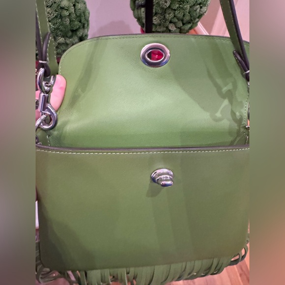 Coach - 1964 Re-Edition Fringe Bag - NWT Lime Green with Crossbody & Top Strap - Picture 7 of 13